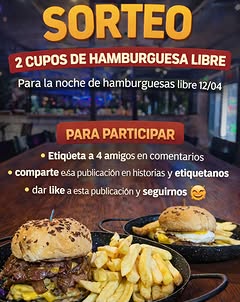 Imagen de Sorteo🤩

Te gustaria ganarte una noche de hamburguesas? �