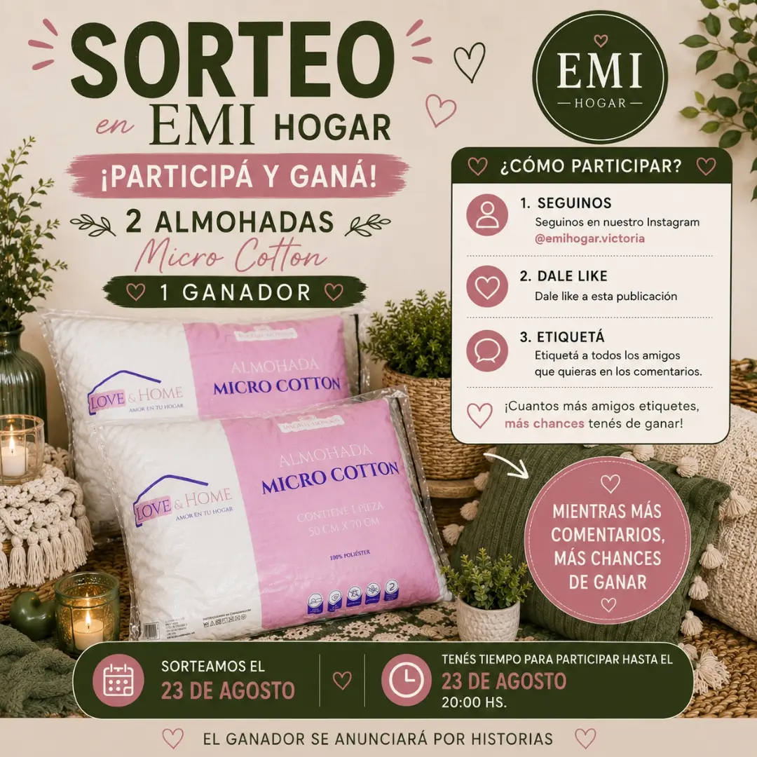 Imagen de 🎁✨ ¡SORTEO EMI HOGAR! ✨🎁

Queremos mimarte con un