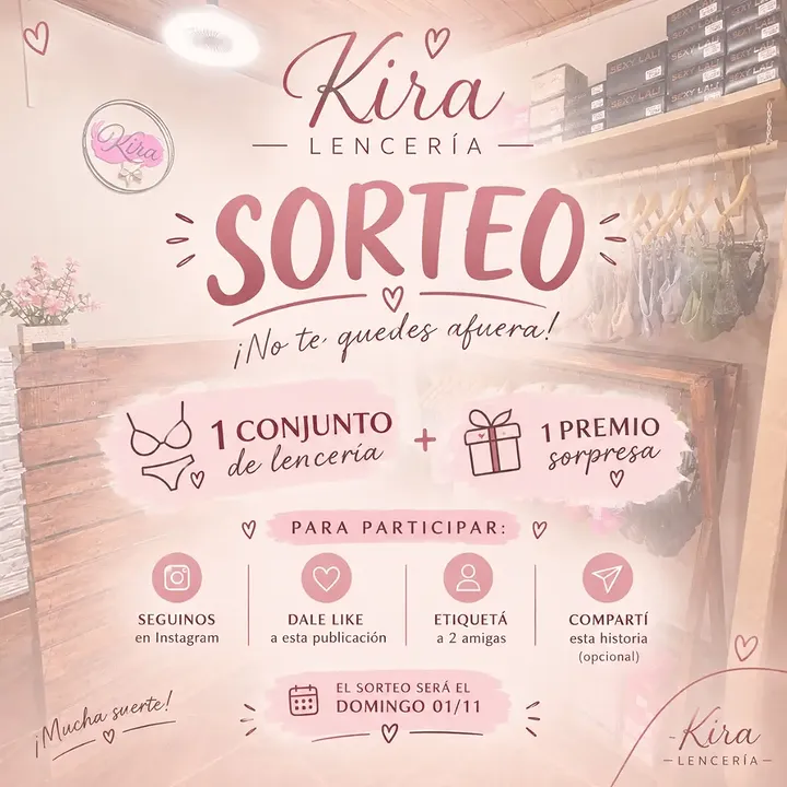 Imagen de 🎀✨ ¡SORTEO EN KIRA LENCERÍA! ✨🎀

🎁 1 conjunto