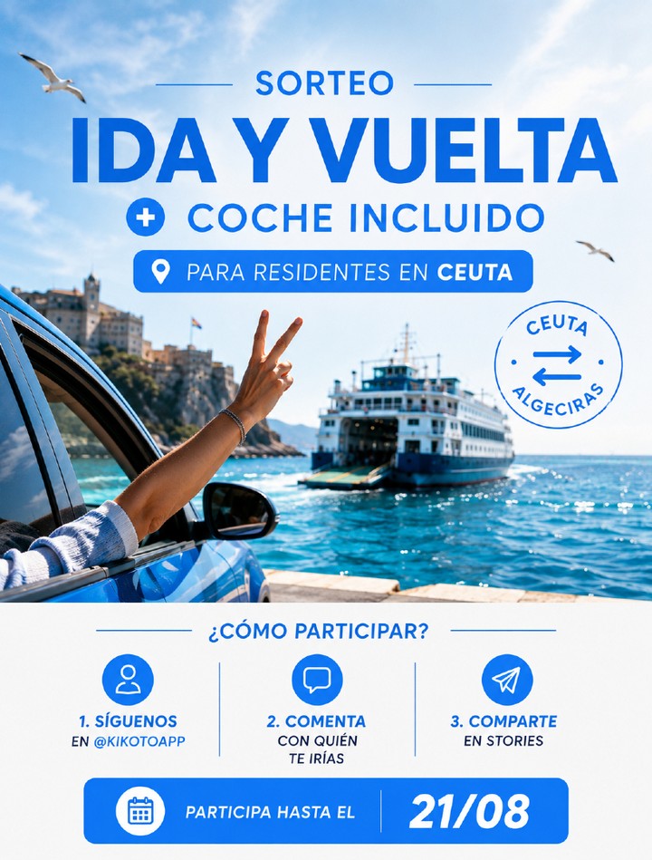 Imagen de 🎟️🚢 ¡SORTEO PARA RESIDENTES EN CEUTA!

¿Una escapa