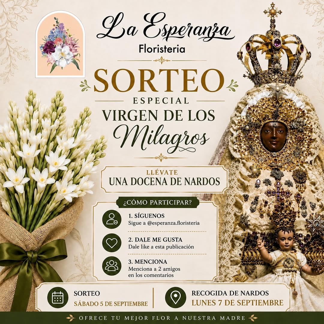 Imagen de 🤍SORTEO ESPECIAL VIRGEN DE LOS MILAGROS🤍

Con motivo d