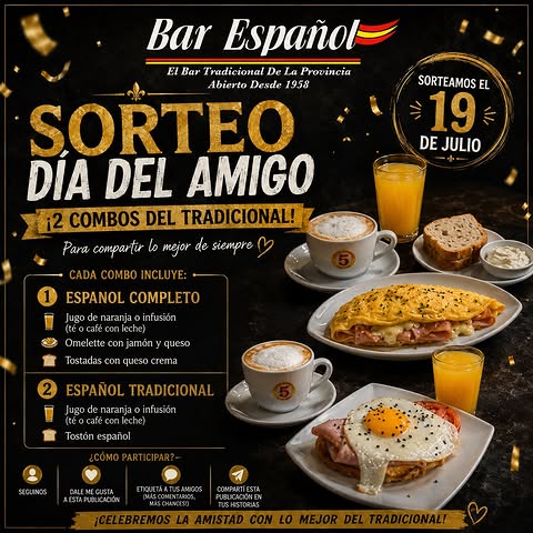 Imagen de 🎉🍳 ¡SORTEO DÍA DEL AMIGO EN EL BAR ESPAÑOL! ☕🥐