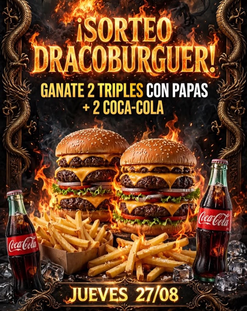 Imagen de 🔥 ¡SORTEO DRACOBURGUER! 🔥
¿Querés ganarte 2 TRIPLES