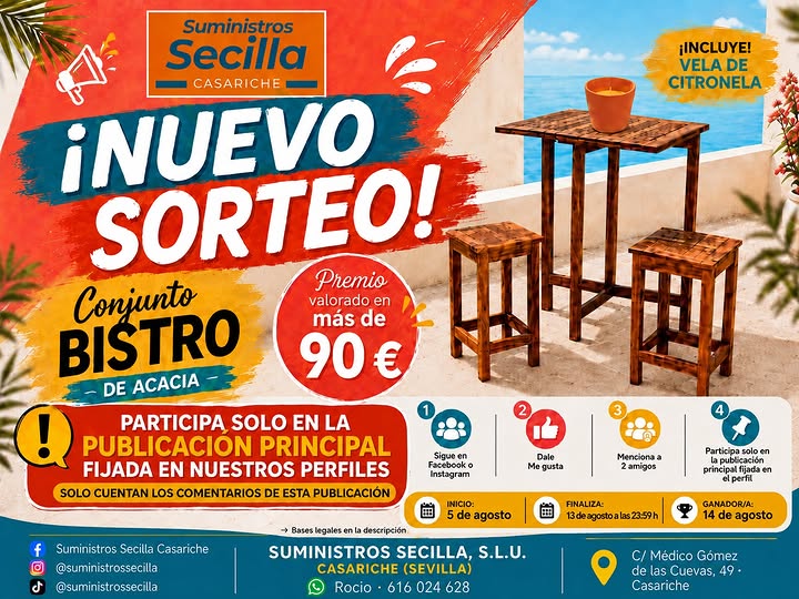 Imagen de 🎉 ¡NUEVO SORTEO! 🎉

Gana un Conjunto Bistro de acacia