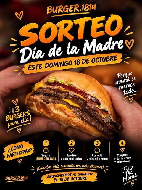 Imagen de ❤️🍔 ¡SORTEO ESPECIAL DÍA DE LA MADRE! 🍔❤️

E
