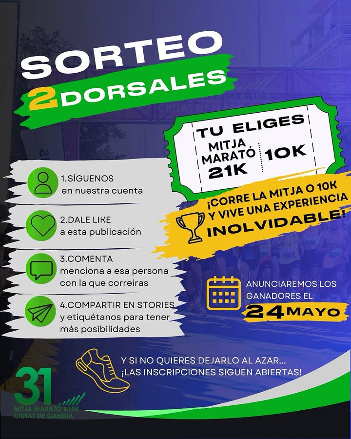 Imagen de 🎉🏃‍♀️🏃‍♂️ ¡SORTEAMOS 2 DORSALES para l