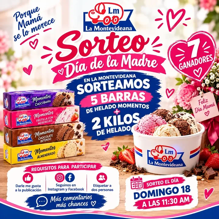 Imagen de 💐🍦❤️ ¡SORTEO DÍA DE LA MADRE EN LA MONTEVIDEANA!