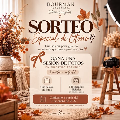 Imagen de 🍂📸 ¡SORTEO ESPECIAL DE OTOÑO! 📸🍂

El otoño es