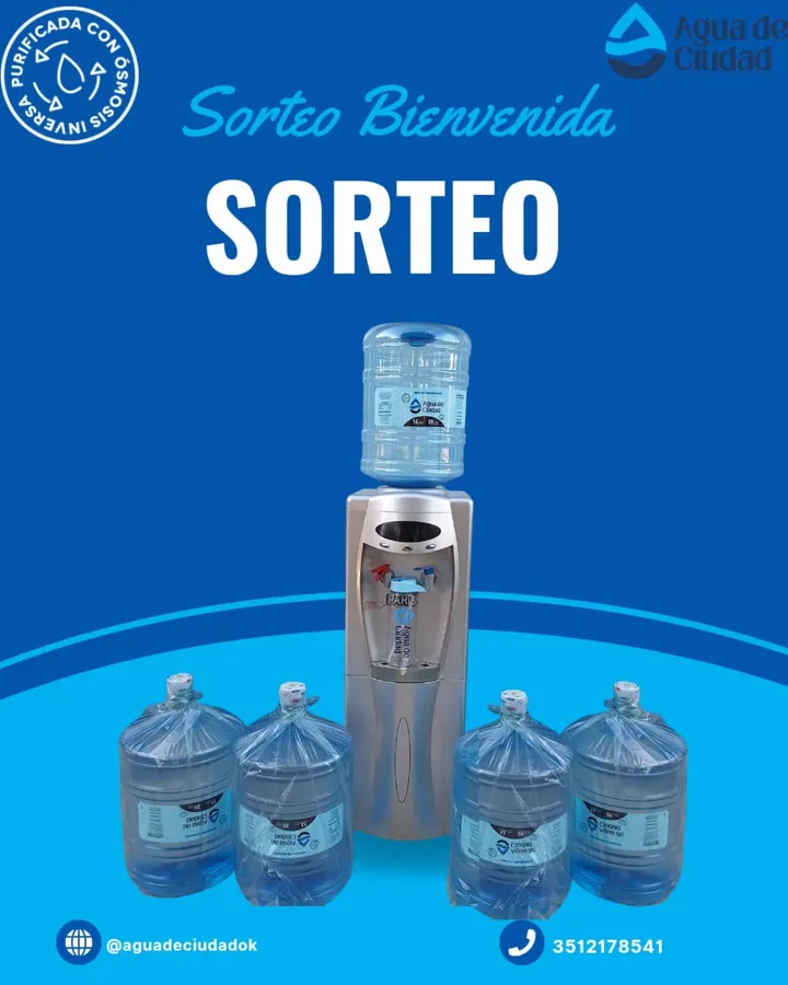 Imagen de 💧 SORTEO AGUA DE CIUDAD 💧

📢 Válido para hogares y