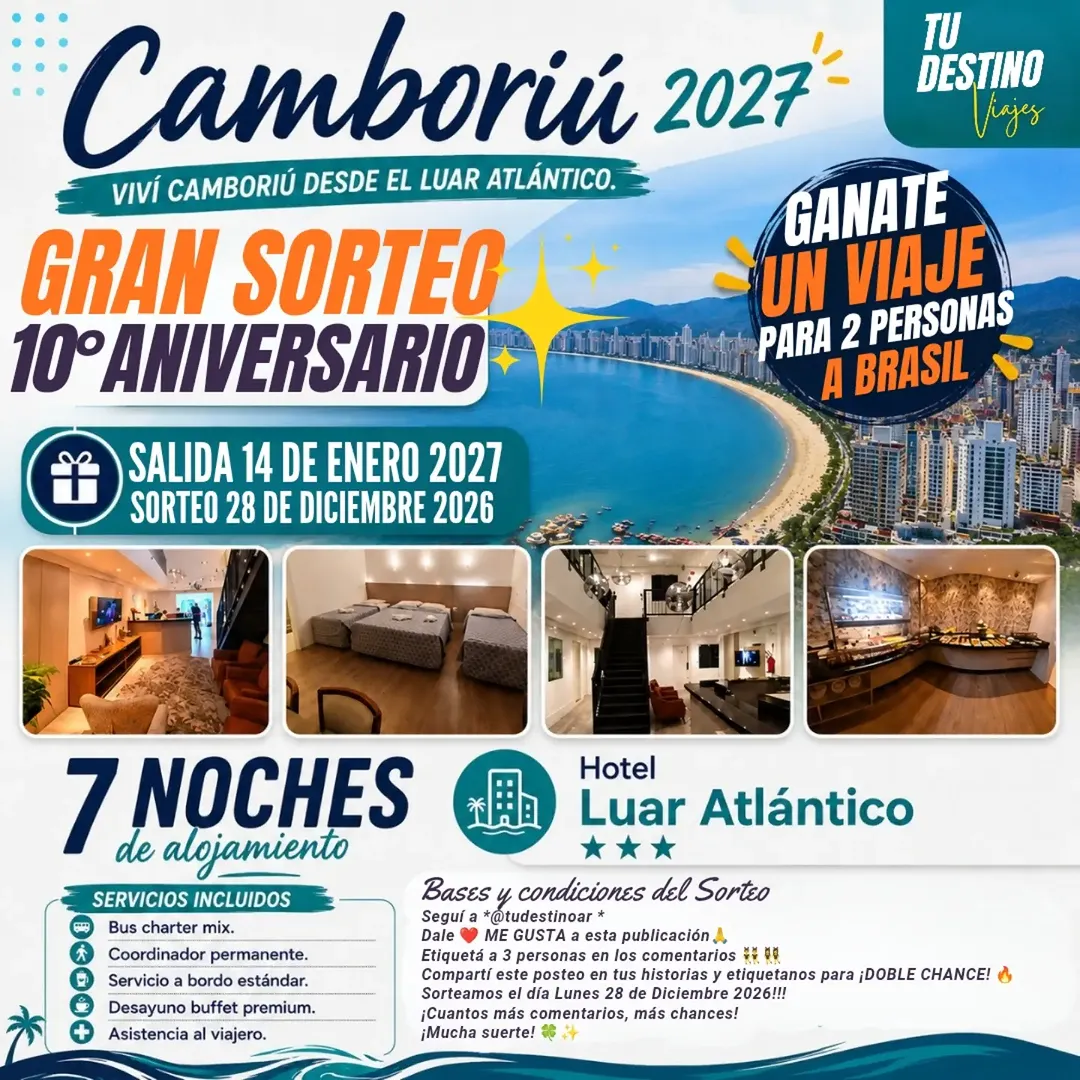Imagen de ✨ ¡GRAN SORTEO 10° ANIVERSARIO! GANÁ UN VIAJE PARA 2 PE