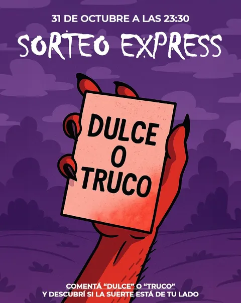 Imagen de 🎃SORTEO EXPRESS🎃 DULCE O TRUCO 💜

Participar es fá
