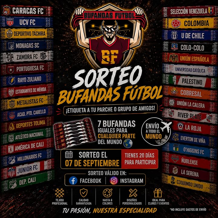 Imagen de 🔥⚽ ¡SORTEO BUFANDAS FÚTBOL! ⚽🔥

🎁 VAMOS A REG