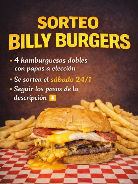 Imagen de SORTEO INAUGURACIÓN 🍔🍟

🎁 TE PODES GANAR 4 HAMBURG