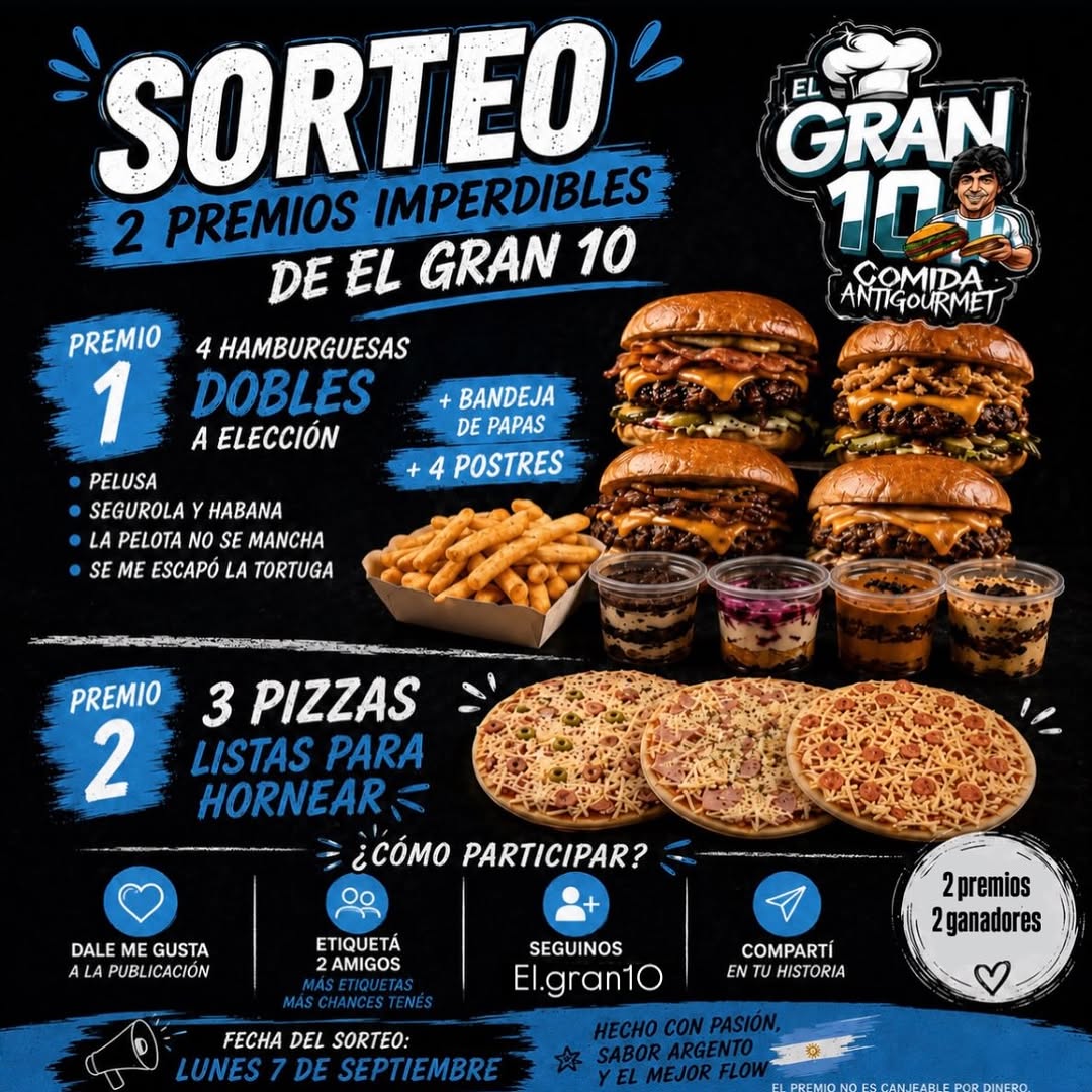 Imagen de 🎉🔥 ¡SORTEO IMPERDIBLE EN EL GRAN 10! 🔥🎉

Querem