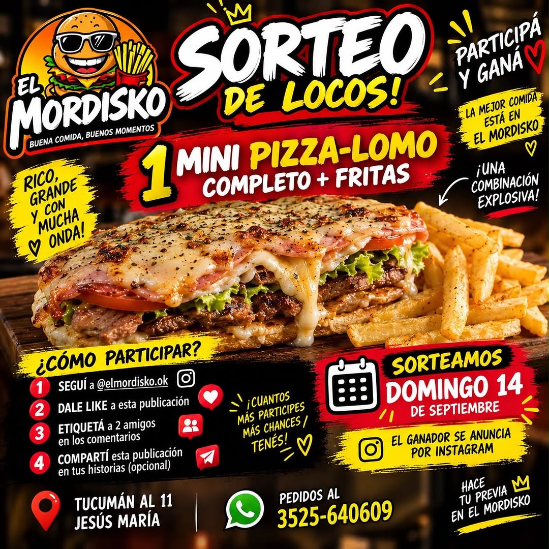 Imagen de Se viene un sorteo bien mordisko! 🎉🍔🔥
Queremos agra