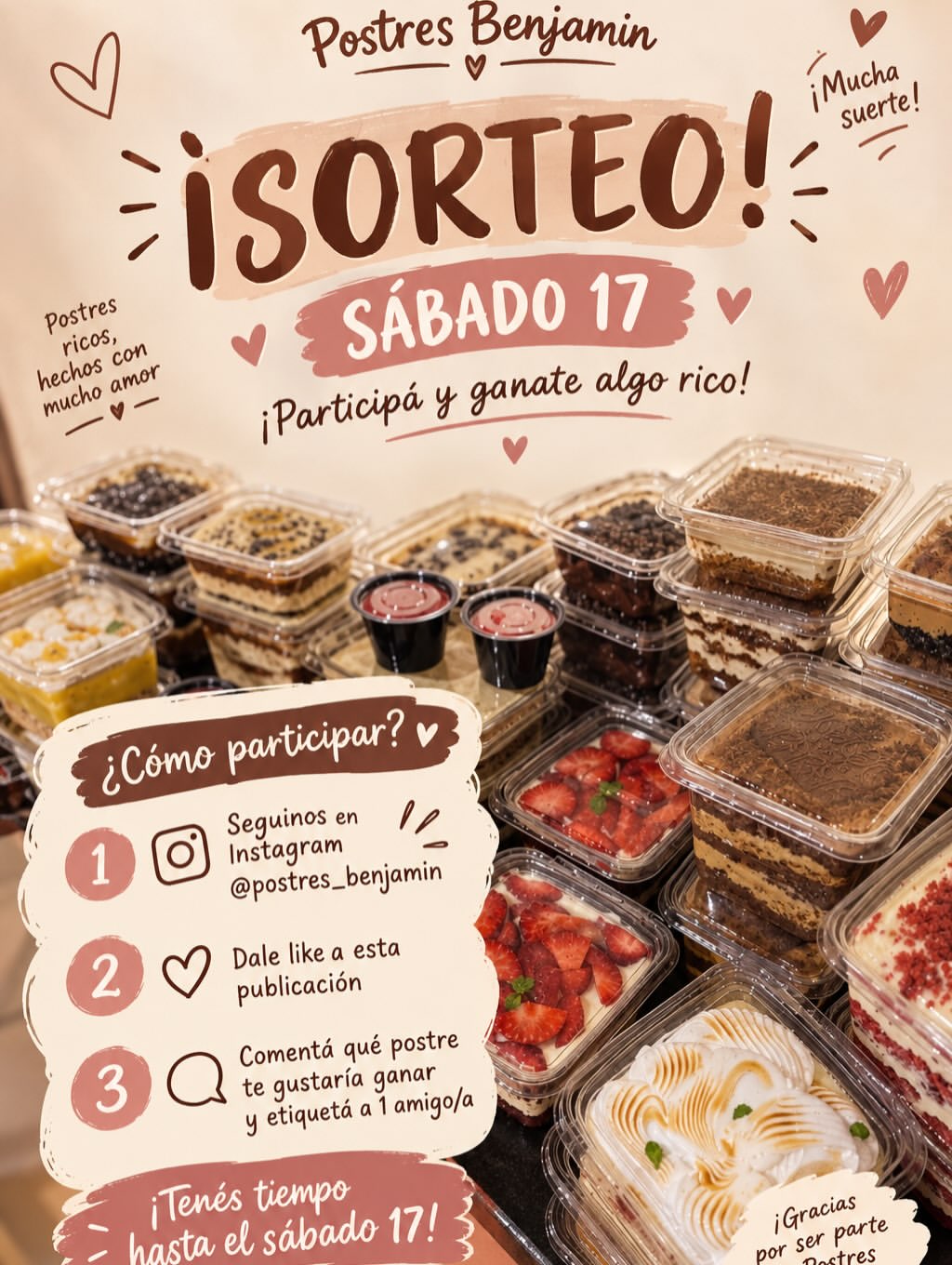 Imagen de 🎉🍰 ¡SORTEO EN POSTRES BENJAMIN! 🍰🎉

Porque uste