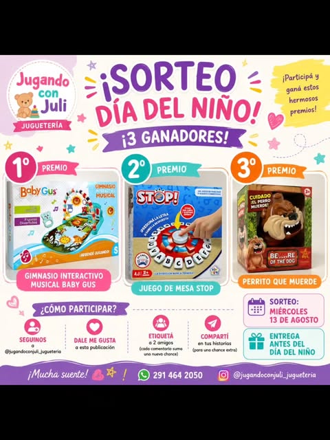 Imagen de 🎉 ¡Llegó el primer sorteo de Jugando con Juli! 🧸💜