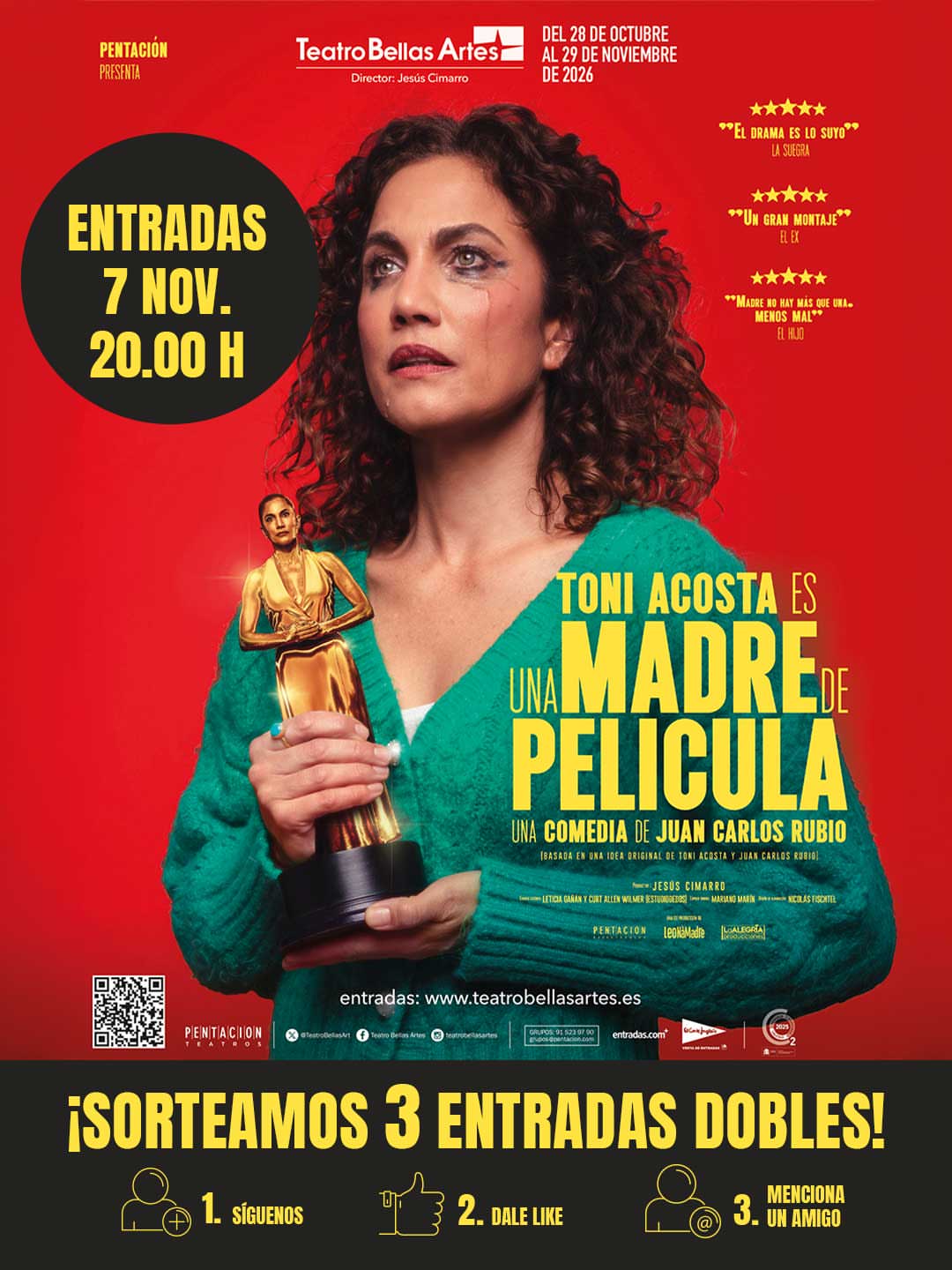 Imagen de ¡SORTEAMOS 3 ENTRADAS DOBLES !! 🎭🎟️

📆 Sorteo en