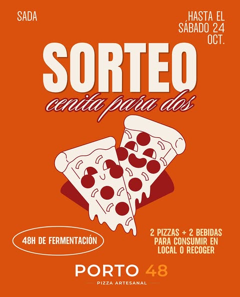 Imagen de 🍕❤️ ¡SORTEO DE CENITA PARA DOS EN PORTO 48!

¿A qui