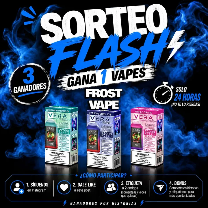 Imagen de 🚨 SORTEO FLASH 🚨

Frost Vape se activa 🔥

Vamos a e