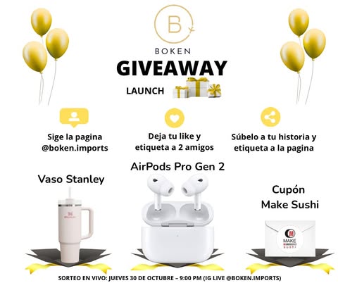 Imagen de 🚀 GIVEAWAY DE LANZAMIENTO – BOKEN ✈️

Celebramos el