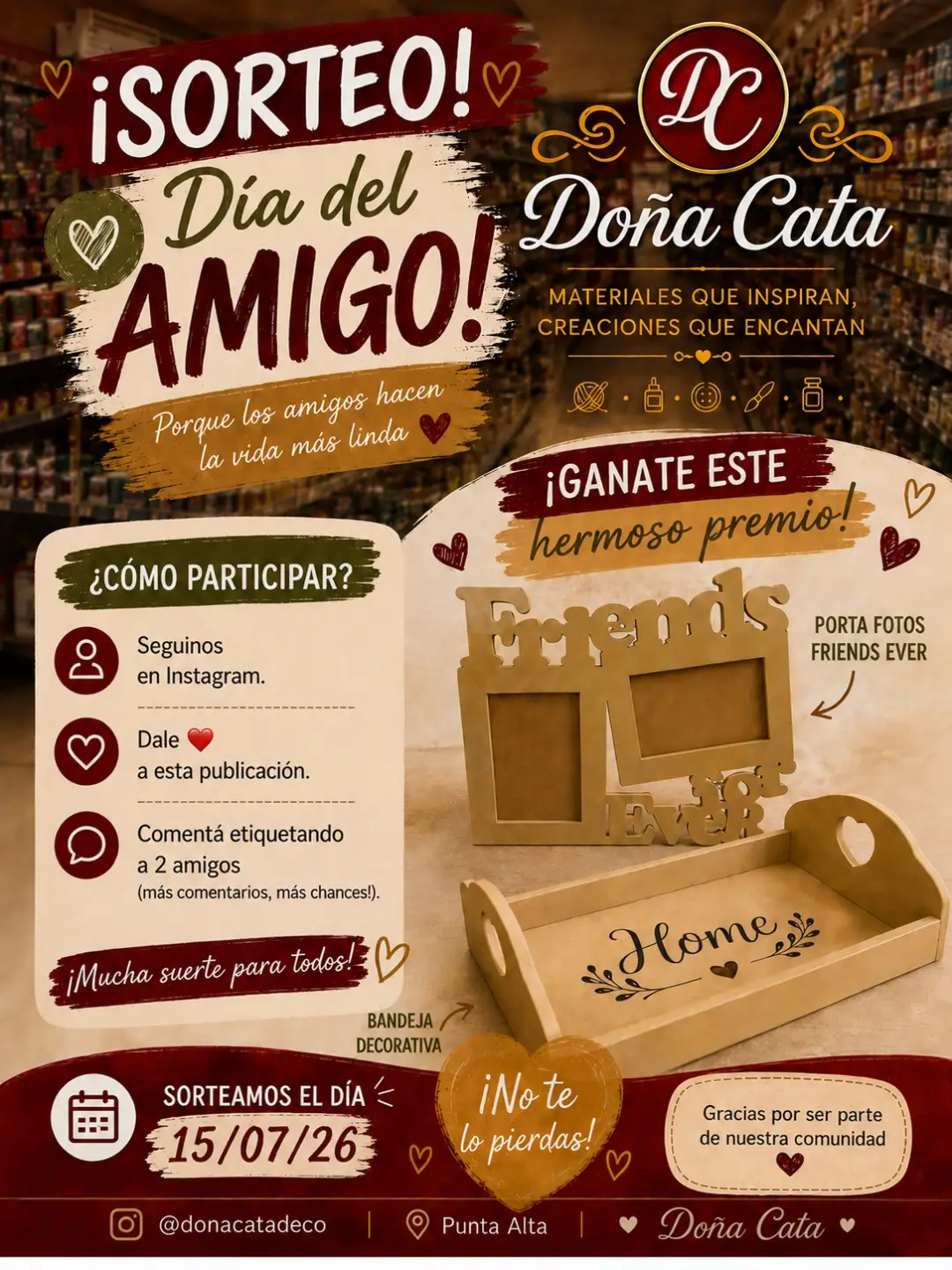 Imagen de 🎉✨ ¡SORTEO DÍA DEL AMIGO EN DOÑA CATA! ✨🎉

Porq