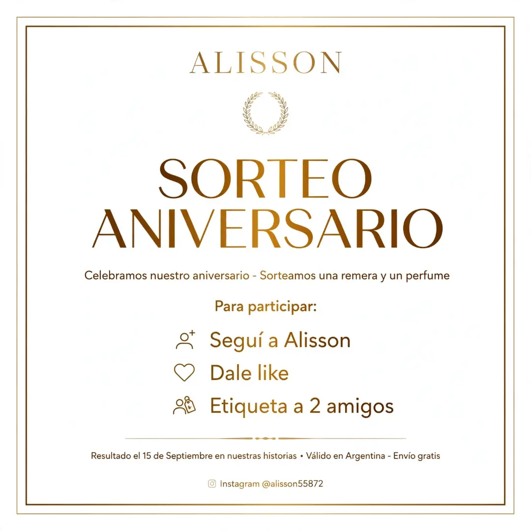 Imagen de 🎉 SORTEO ANIVERSARIO ALISSON 🎉

🥳 ¡Queremos celebr