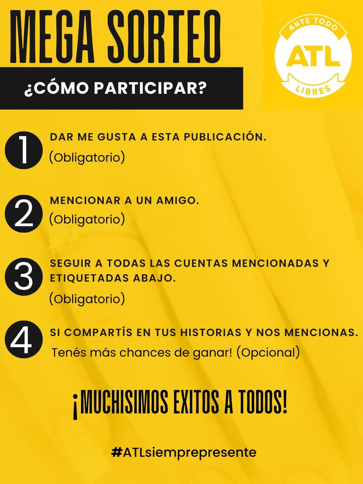 Imagen de MEGA SORTEO — 7 PREMIOS PARA USTEDES 💛
👉 Participá 