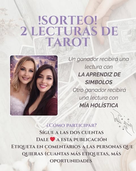 Imagen de ✨ SORTEO ✨ LECTURAS DE TAROT 🔮

@mia_holistica y @lap