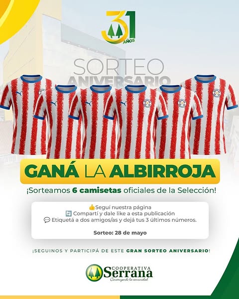 Imagen de ¡ANIVERSARIO CON PREMIOS! 🇵🇾

¡Ganá la camiseta de 