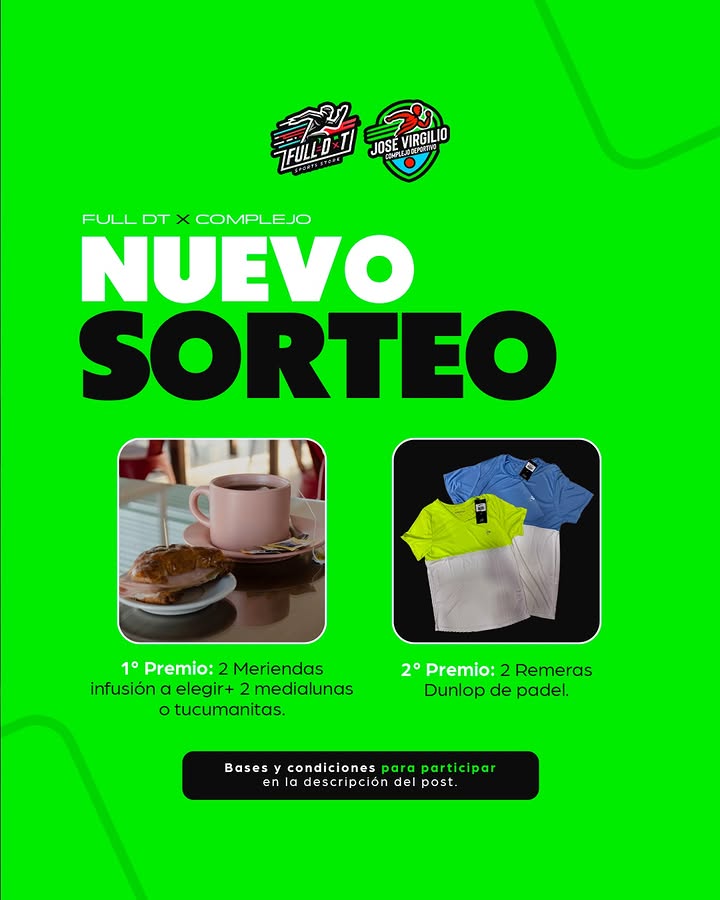 Imagen de 🎉 ¡SORTEO FULL DT x COMPLEJO DEPORTIVO JOSÉ VIRGILIO! �
