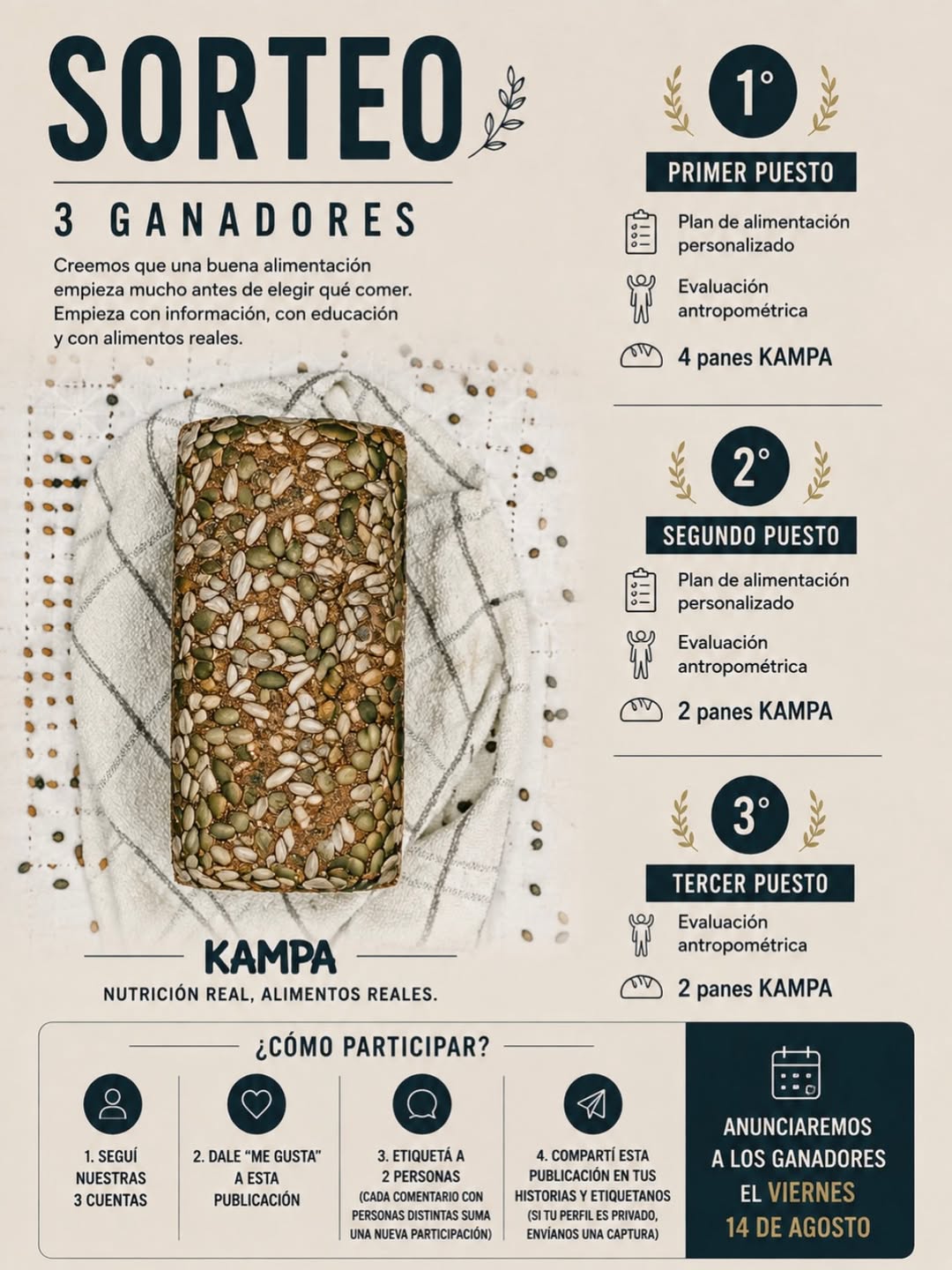 Imagen de 🎉 ¡SORTEO KAMPA! 🍞

Queremos que 3 personas vivan la 