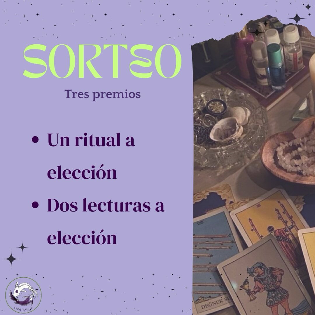 Imagen de ✨ SORTEO de Lovi Tarot ✨

Voy a estar sorteando 3 premio