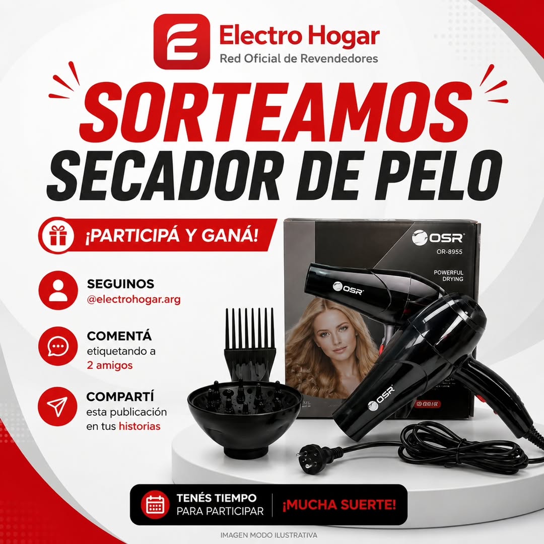 Imagen de 🎉 ¡SORTEO ELECTRO HOGAR! 🎉

¿Querés ganar este incr