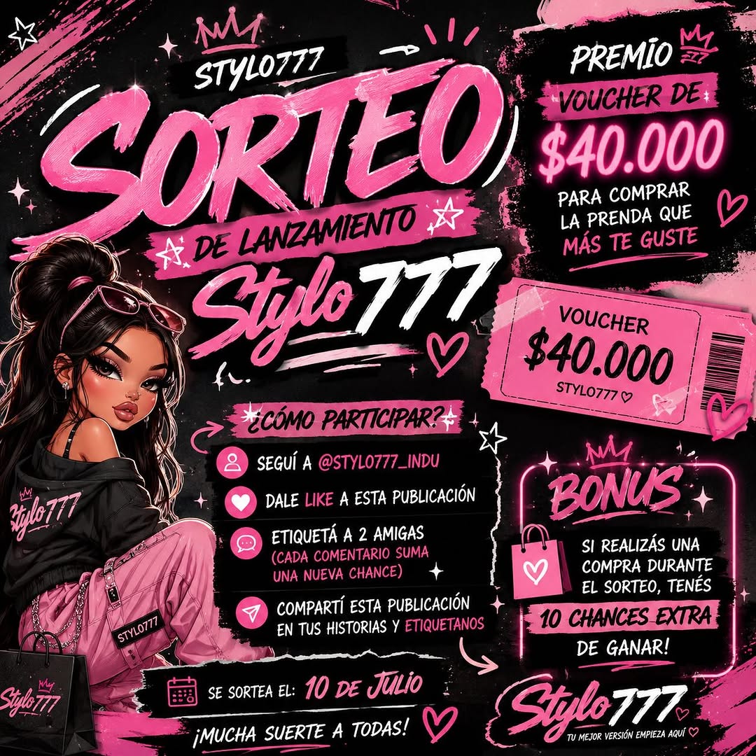 Imagen de 🎉✨ ¡SORTEO DE LANZAMIENTO STYLO777! ✨🎉

Para cele