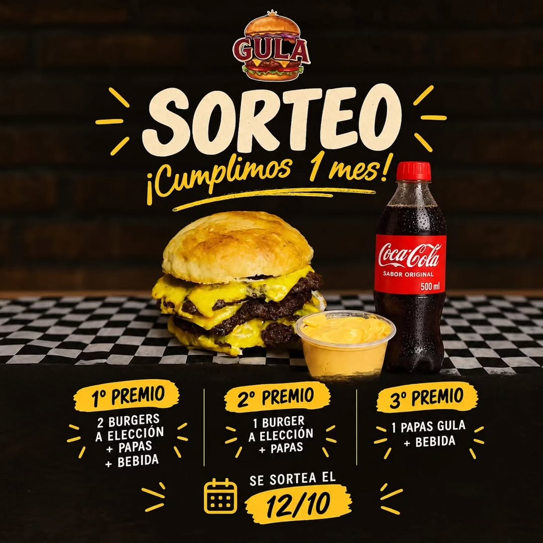 Imagen de GULA BURGER CUMPLE 1 MES 🎉
Arrancamos con muchas ganas y 
