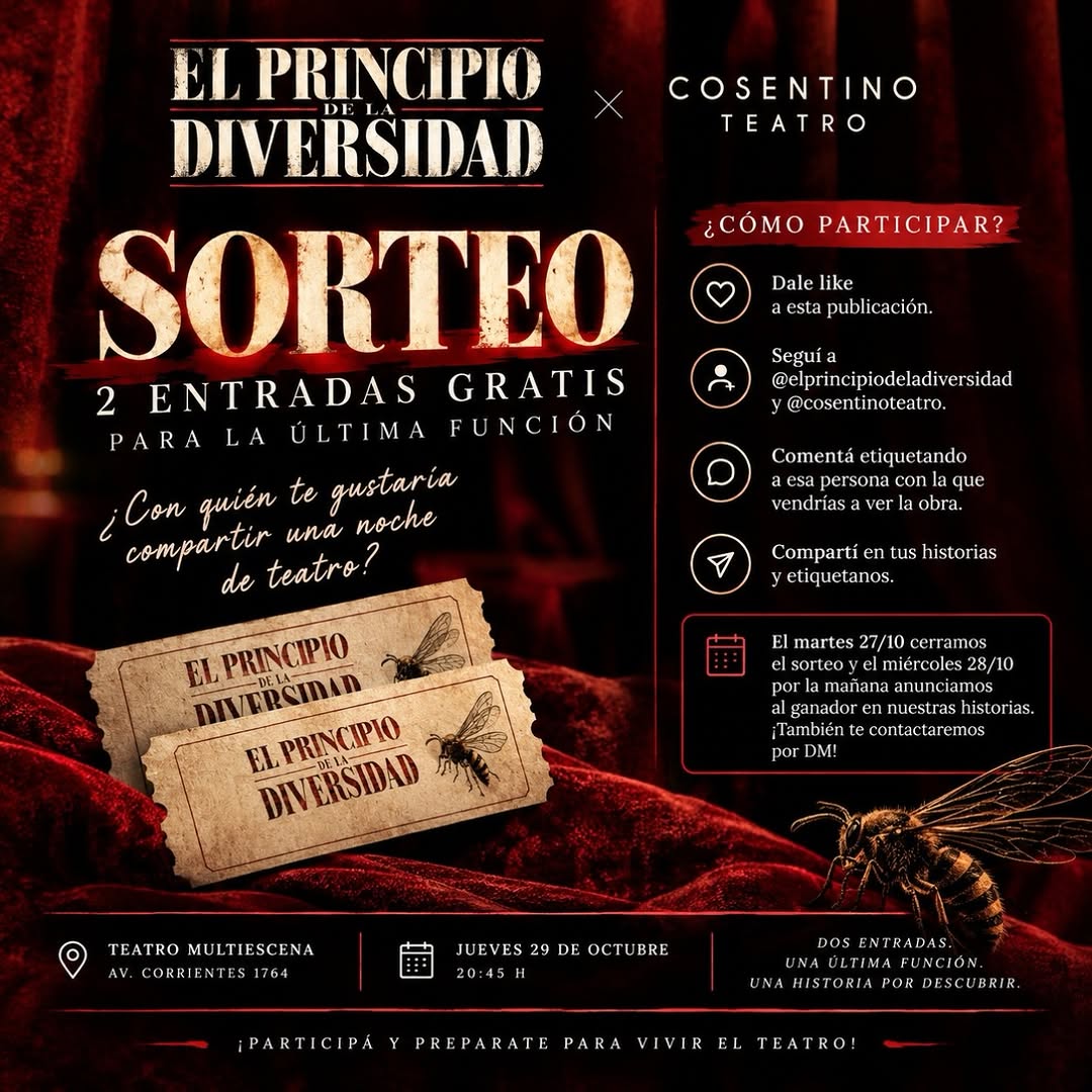 Imagen de 🎭🐝 ¡SORTEAMOS 2 ENTRADAS PARA LA ÚLTIMA FUNCIÓN! �