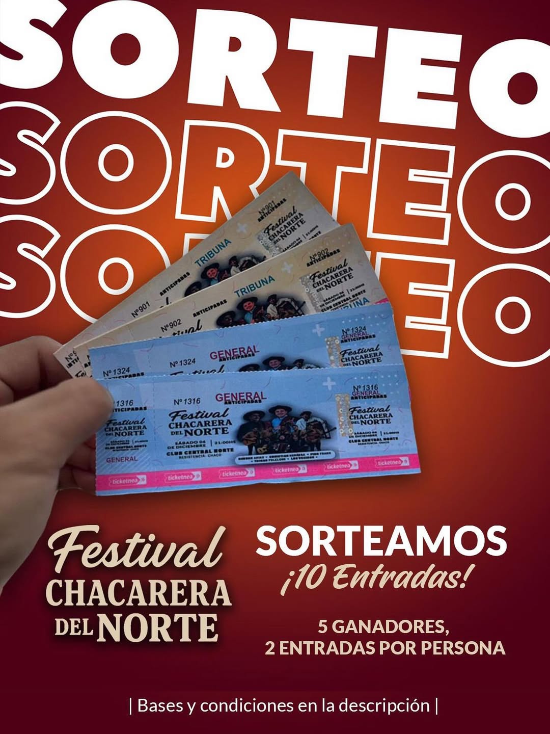 Imagen de GRAN SORTEO 🔥

Se viene el gran festival de CHACARERA DEL