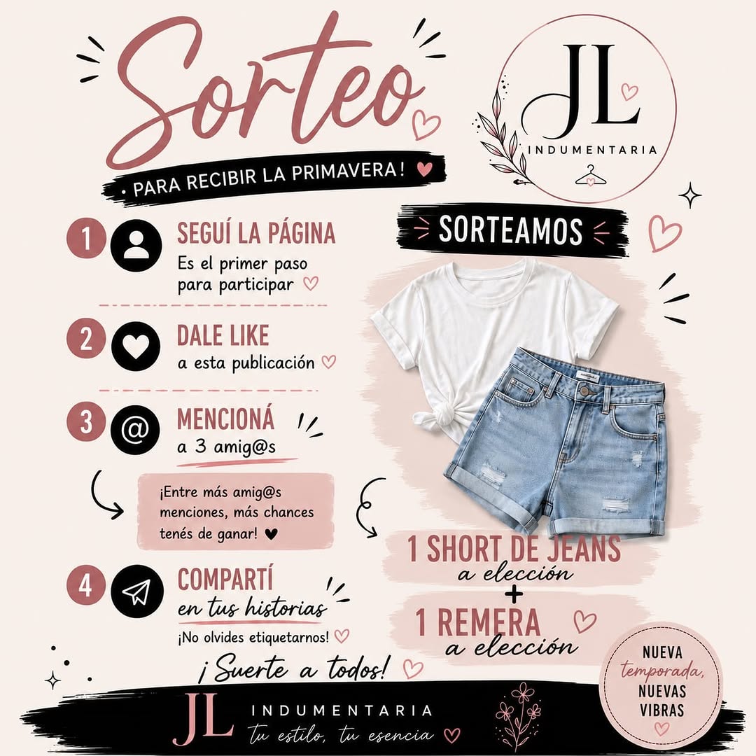 Imagen de 🌸✨ ¡SORTEO DE BIENVENIDA A JL INDUMENTARIA! ✨🌸

P
