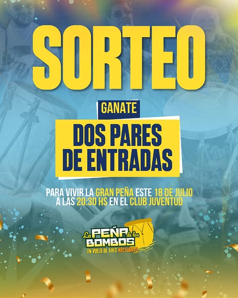 Imagen de ¡SORTEO! 🔥🪘
GANATE DOS PARES DE ENTRADAS PARA LA PEÑ