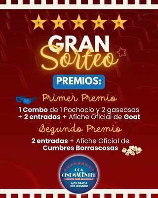 Imagen de 🎥 ¡GRAN SORTEO de CINEMACENTER Alta Gracia | Río Segund