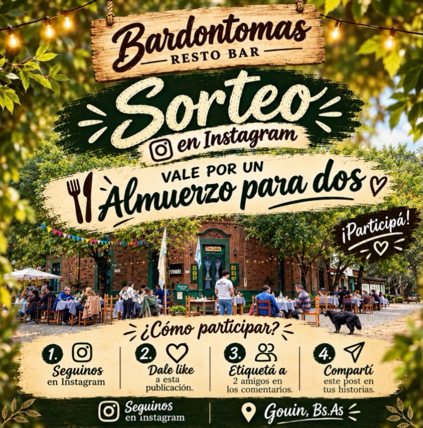 Imagen de SORTEO EN BAR DON TOMAS🤗🍽️
 Sorteamos un almuerzo pa