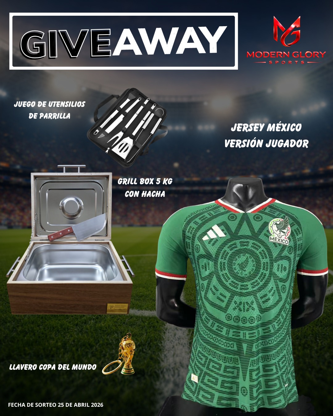 Imagen de 🚨🇲🇽 GIVEAWAY 🇲🇽🚨

En Modern Glory Sports x
