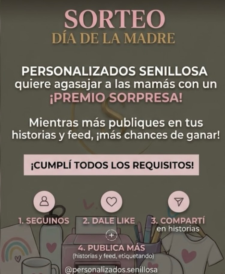 Imagen de 🌸 ¡SÚPER SORTEO DÍA DE LA MADRE!🌸

Desde PERSONALIZ