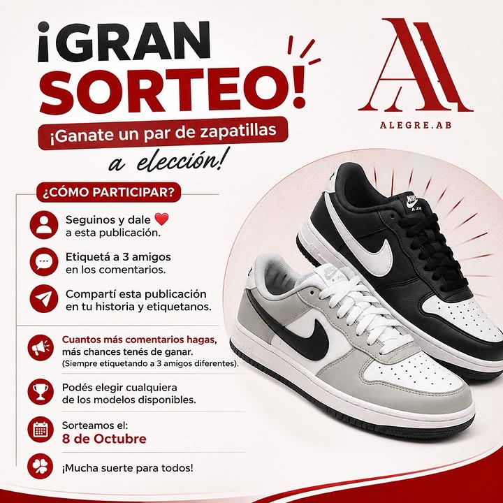 Imagen de 🥳¡GRAN SORTEO!🥳

¡Ganate un par de zapatillas a elec
