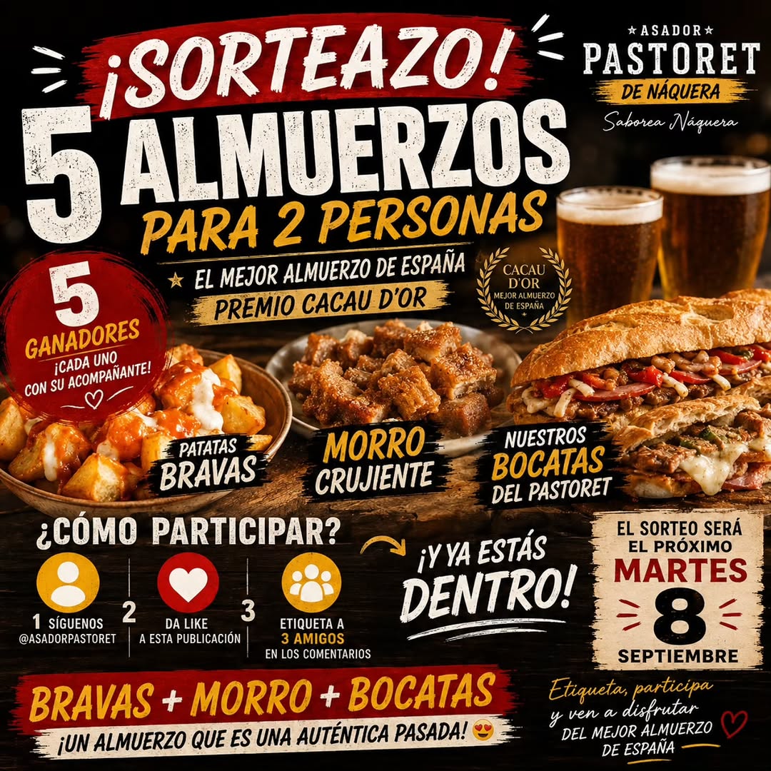 Imagen de 🚨🔥 ¡SORTEAZO PASTORET! 🔥🚨

🥖 SORTEAMOS 5 ALM