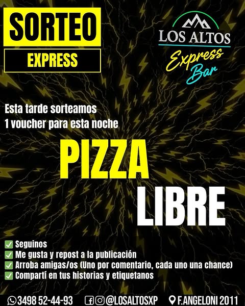 Imagen de ¡SORTEO EXPRESS DE 1 VOUCHER DE PIZZA LIBRE! 🍕

¡Ganá 