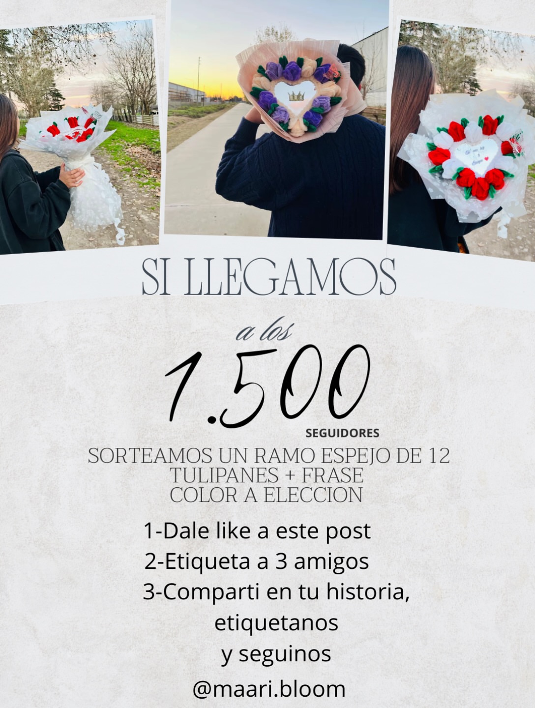 Imagen de *SI LLEGAMOS A LOS 1.500 SEGUIDORES*
SORTEAMOS un ramo espej