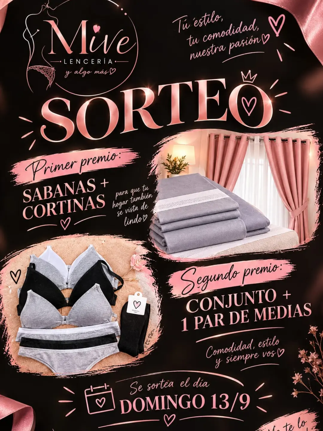 Imagen de 🎉✨ ¡SORTEO EN MIVE LENCERÍA! ✨🎉

Queremos agrade