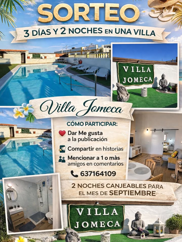 Imagen de 🎉 ¡SORTEO ESPECIAL EN VILLA JOMECA! 🎉
¿Te gustaría 